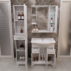 Stella Polare Зеркальный шкаф Кармела 75/С люкс белое серебро – фотография-12